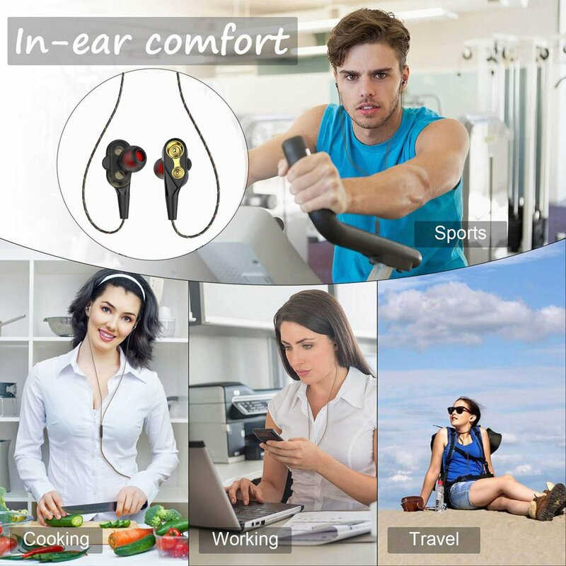 HEADPHONE Gerak Ganda In-Ear Headphone Musik Game Lari Olahraga Kontrol Garis Headphone Panggilan Bisnis Hifi