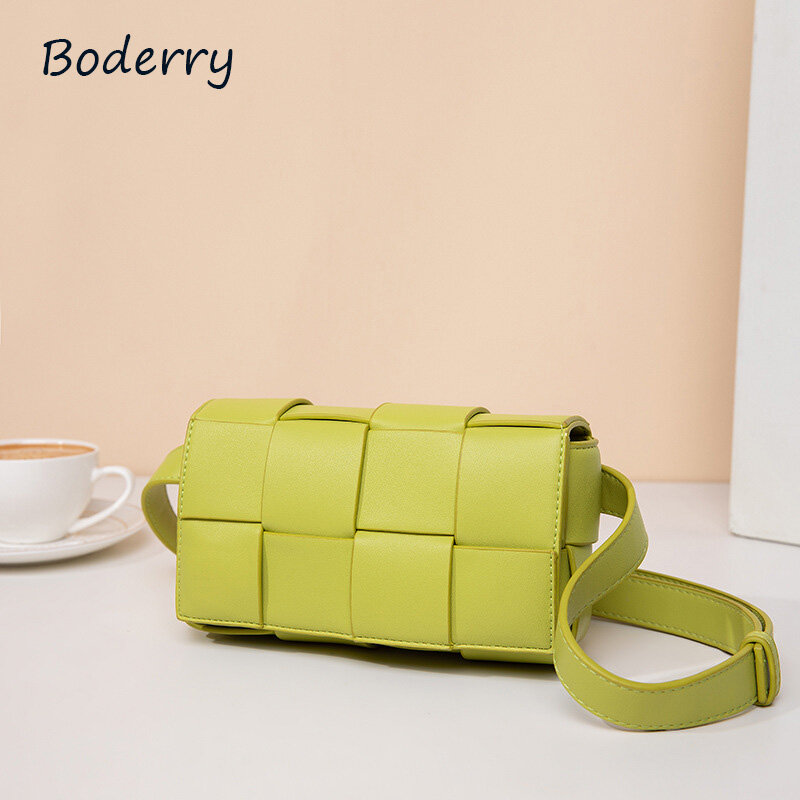 Boderry 2021 New Arrivals Leather Weaving Small Shoulder Bags High Capacity Handbags Simple And Exquisite Chain Crossbody Bags