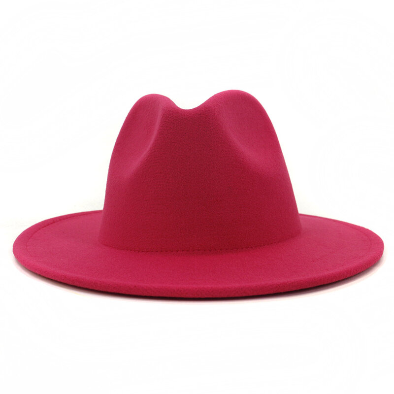 QBHAT-sombreros de fieltro de lana de retales para Mujer, Sombrero de ala grande, Panamá, Trilby, Jazz, Derby, rosa y verde lima