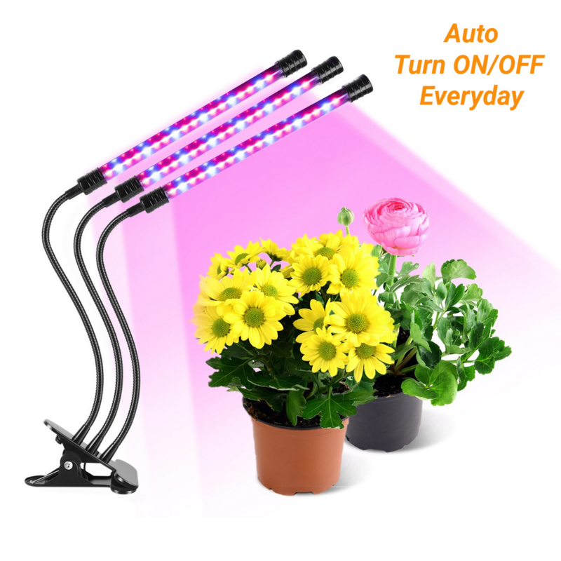 苗植物用の4つのヘッドランプ,植物用のフルスペクトルUSB成長ランプ,赤と青の屋内栽培用ライト,5v
