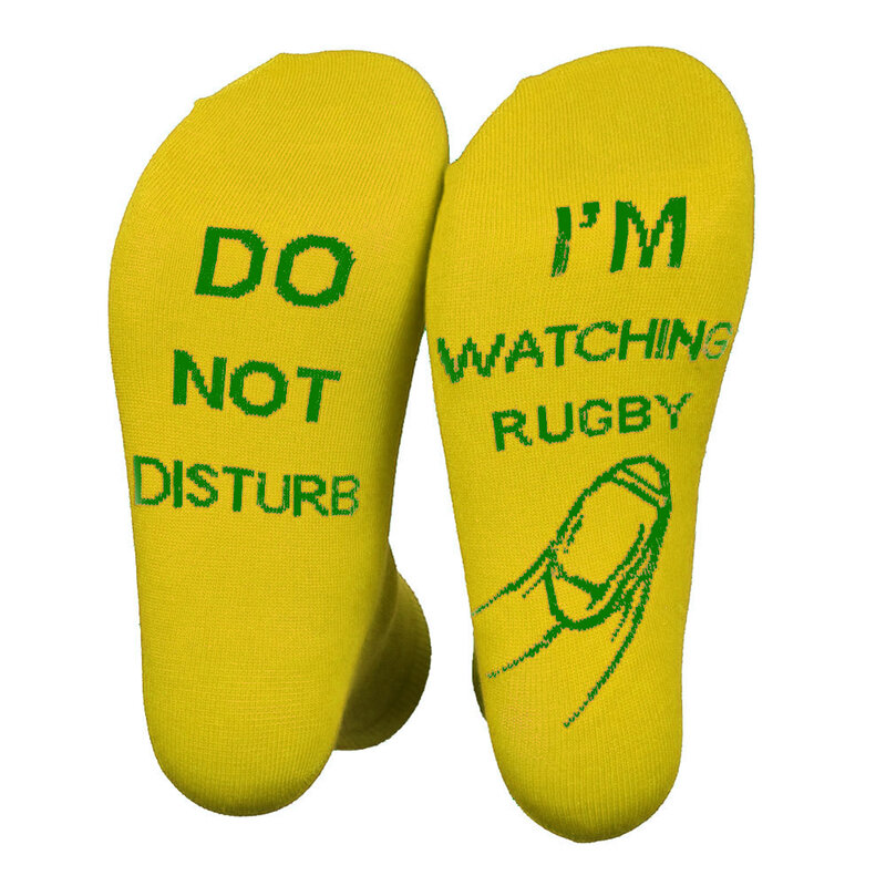 Feminino masculino comfy meias moda meados de bezerro elástico macio novidade carta impressa uso diário não perturbe eu estou assistindo rugby presente