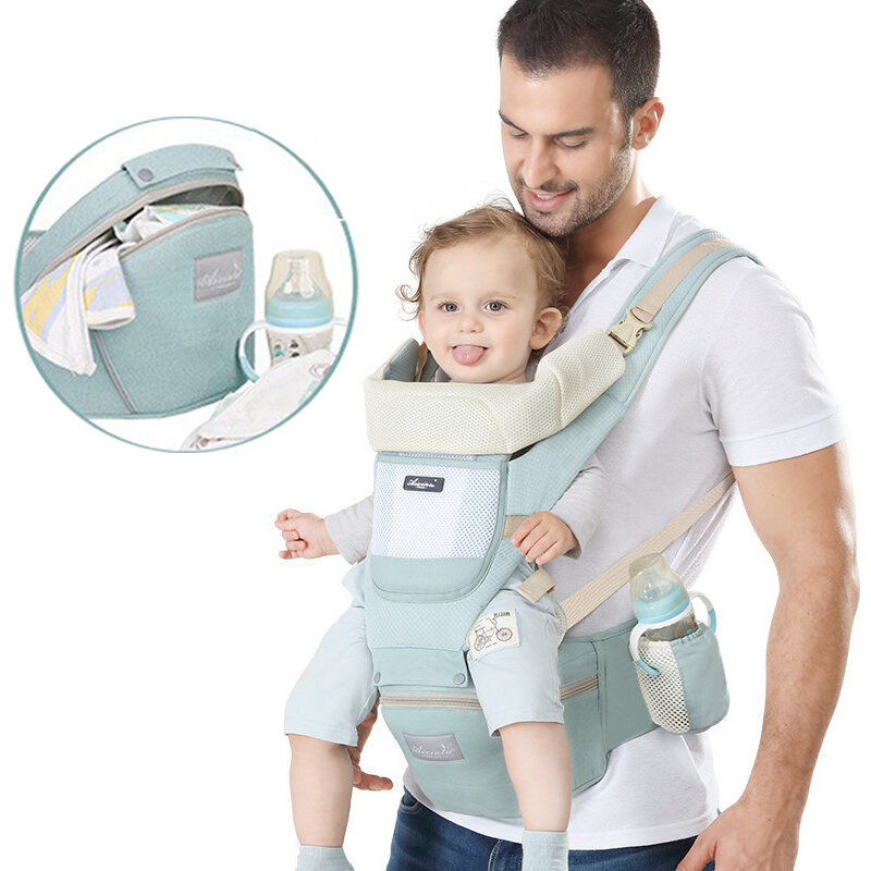 새로운 통기성 배낭 휴대용 유아 인체 공학적 아기 캐리어, 캥거루 Hipseat 힙 아기 슬링 캐리어 랩 0-48M
