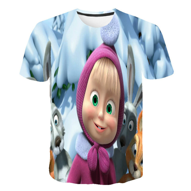 女の子と男の子のための夏のTシャツ,漫画のプリント,子供のためのファッショナブルな半袖服