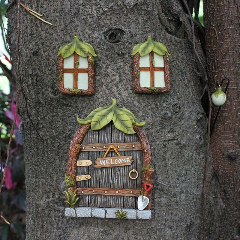 Fairy Garden Decoratie Ornamenten Gloeiende In De Donkere Hars Miniatuur Deur Raam Straat Licht Status Voor Tuin