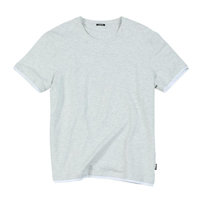SIMWOOD 2020 lato nowy t shirt mężczyźni kontrast wiązania t-shirt casual top z okrągłym dekoltem tees wysokiej marka jakości odzież tshirt 190354