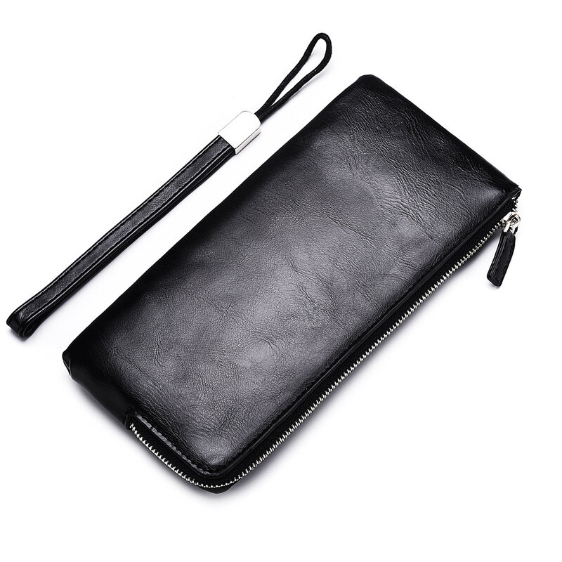 Neue männer lange größe pu brieftasche jugend zipper herren handy tasche glasierte weiche leder ultra-dünne brieftasche