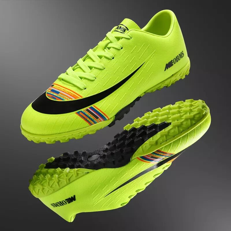 Botas de fútbol atléticas para hombre, zapatos de fútbol atléticos de cuero, tacos de fútbol de tobillo alto, zapatillas de entrenamiento de fútbol, zapatos de Futsal 2021
