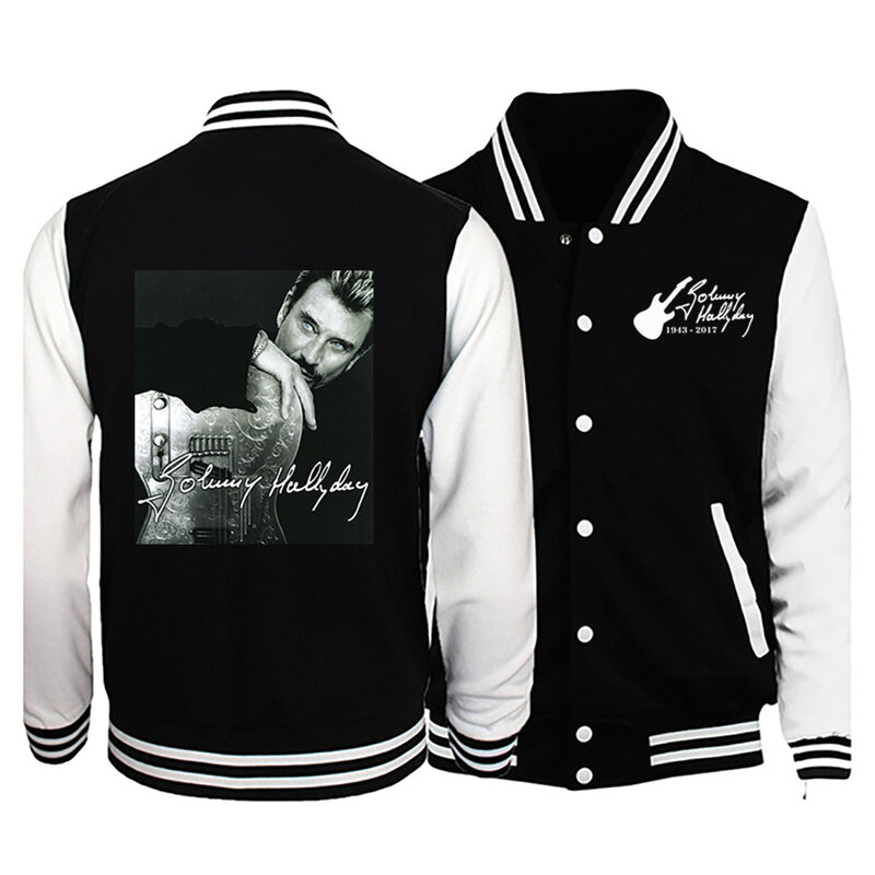 Johnny Hallyday gedruckt jacke winter männer/frauen casual baseball uniform straße sweatshirt