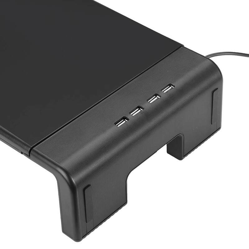 컴퓨터 모니터 라이저 스탠드 4 USB 2.0 포트 충전 모니터 홀더 컴퓨터 화면 선반 다기능 노트북 랙 주최자