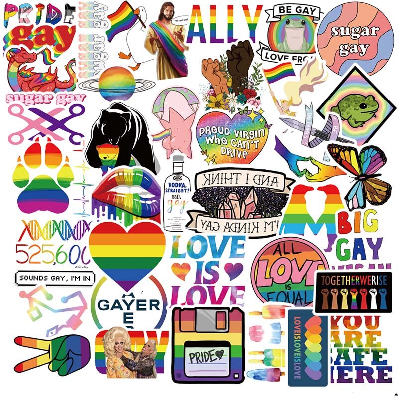 10/50 pçs colorido engraçado gay adesivos para skate guitarra motocicleta carro mochila portátil bicicleta mala