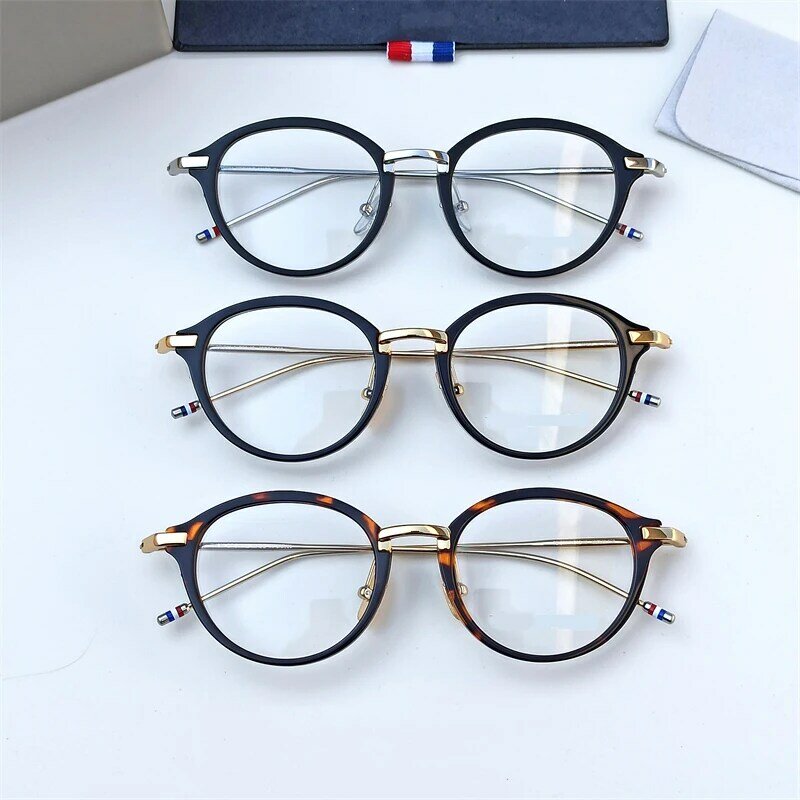 Montatura per occhiali rotonda in lega di titanio di marca uomo donna occhiali da vista miopia occhiali da lettura tb011 con scatola originale