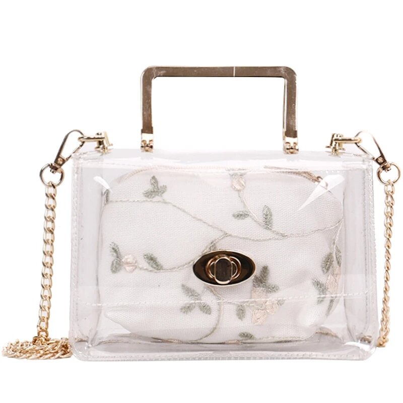 브랜드 여성 PVC 지우기 가방 Satchel 가방 패션 투명한 어깨 Crossbody 가방 메신저 캐주얼 쇼핑 작은 핸드백