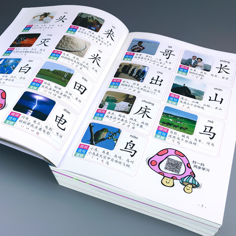 4 قطعة/المجموعة 1680 الكلمات كتب جديد التعليم المبكر الطفل Kids Preschool التعلم الحروف الصينية بطاقات مع الصورة و بينيين 3-6