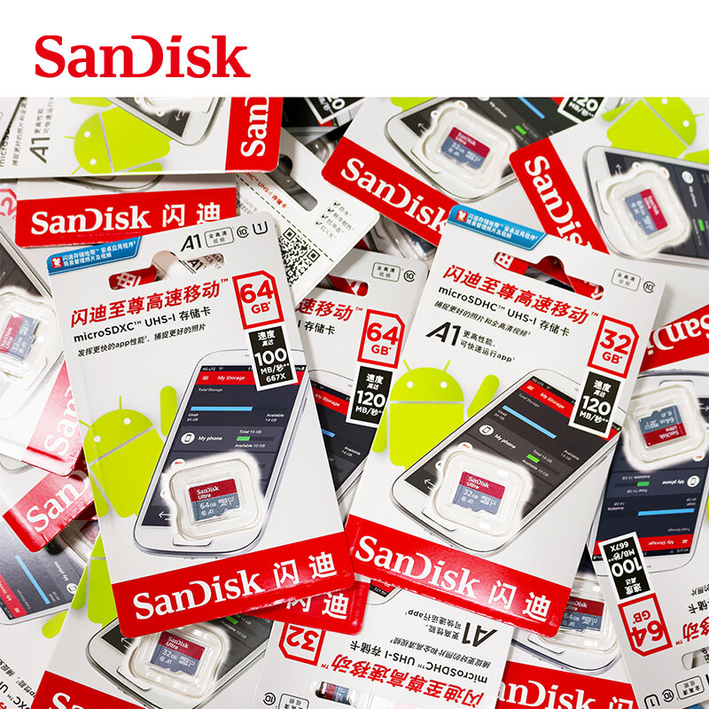 Sandisk-tarjeta de memoria Flash SD/TF, 100% Original, 128 GB, 32GB, 64GB, 256GB, Ultra Micro, 16gb, 32gb, 64GB, 128 GB