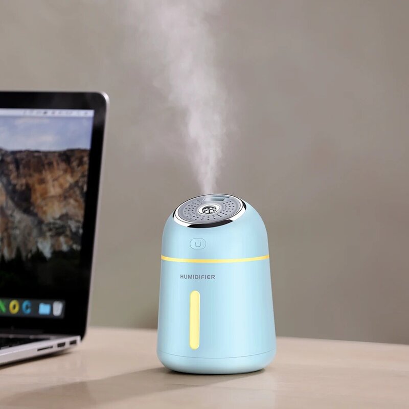 330ML USB Car Humidifier Ultrasonic Humidifier Mini Air Diffuser Humidification Mist Maker with LED light for Home Office