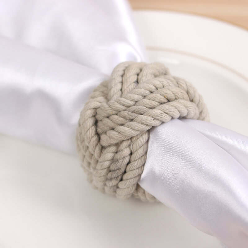 Modelo de quarto natural juta guardanapo anel corda tecido guardanapo fivela de linho corda guardanapo anel decoração da mesa