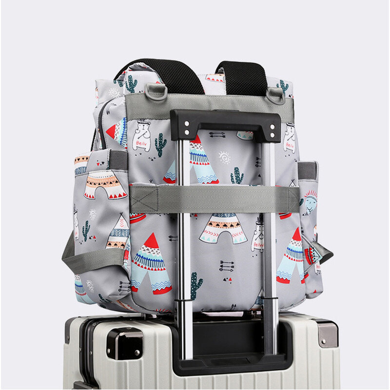 Mochila moderna para mamá, organizador de pañales para bebé, bolsa para mamá de nailon impermeable, ligera, con bolsillos multifuncionales de gran capacidad