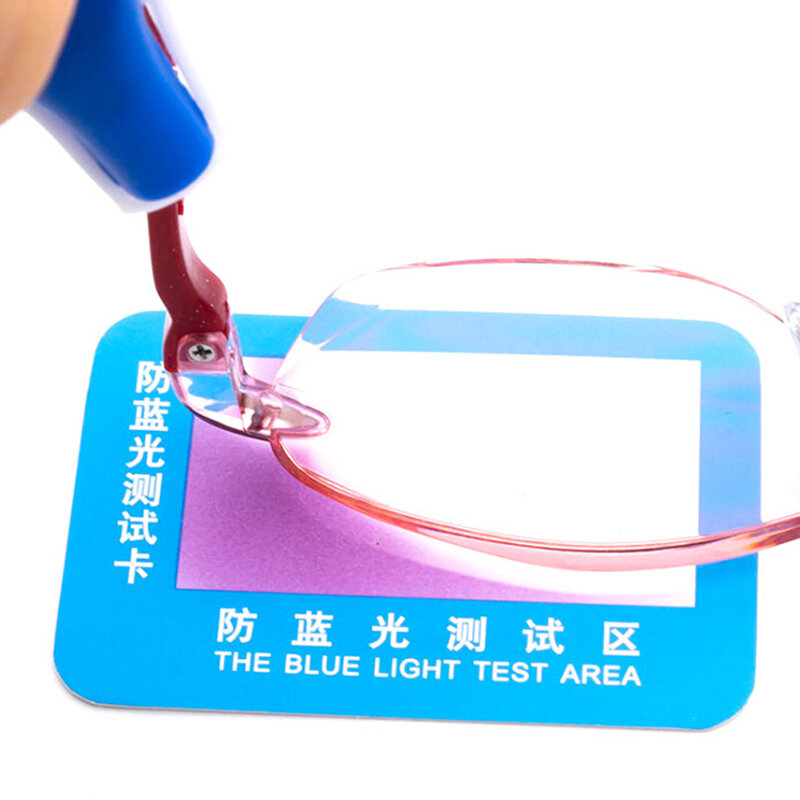 10pc pvc anti-azul luz teste cartão de teste óculos de luz uv teste accessor cartão de detecção de luz azul cartão gerador e temp