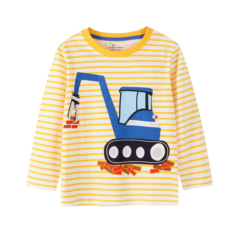 VIDMID – T-shirt à manches longues pour enfant, en coton, avec voitures et camions, avec rayures, livraison gratuite, W02