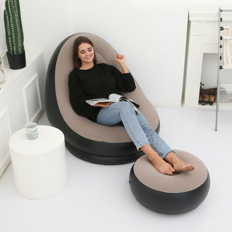 Inflatable Rekreasi Bean Bag Sofa Malas Couch Bag Outdoor Folding Lounger Tidur Puff Pengaman Pouf Tas Tatami dengan footstool
