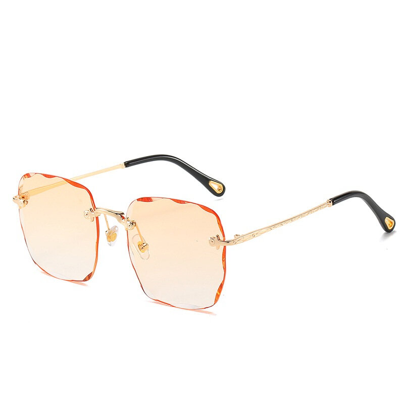 Retro Square แว่นตากันแดดผู้หญิงยี่ห้อ Designer Vintage Rimless Gradient แว่นตาสุภาพสตรี UV400กลางแจ้ง Oculos De Sol