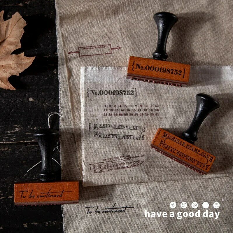 Timbre en bois avec manche en bois et caoutchouc pour Scrapbooking, Vintage Mood Record, Standard Stamp, Bulleti Journal, DIY Wtimps, 1Pc
