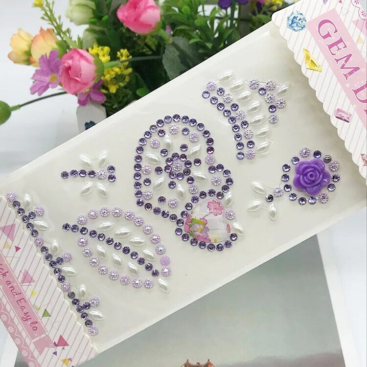 Kinder Diamant Kristall Acryl Aufkleber Kindergarten DIY Handgemachte Dekorative Aufkleber Blatt Form Paste Papier