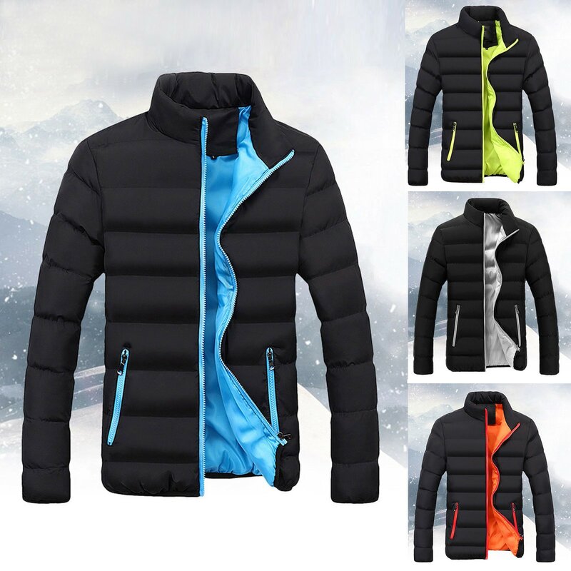 Jaqueta masculina inverno quente fino ajuste grosso bolha casaco 2021 nova moda cor sólida gola acolchoada jaquetas plus size M-6XL