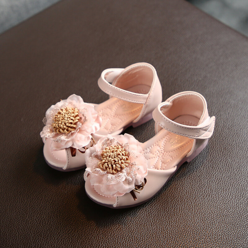 Meninas sandálias da criança infantil crianças meninas do bebê rendas floral festa princesa sapatos de couro sandálias crianças meninas vestido de casamento sapatos