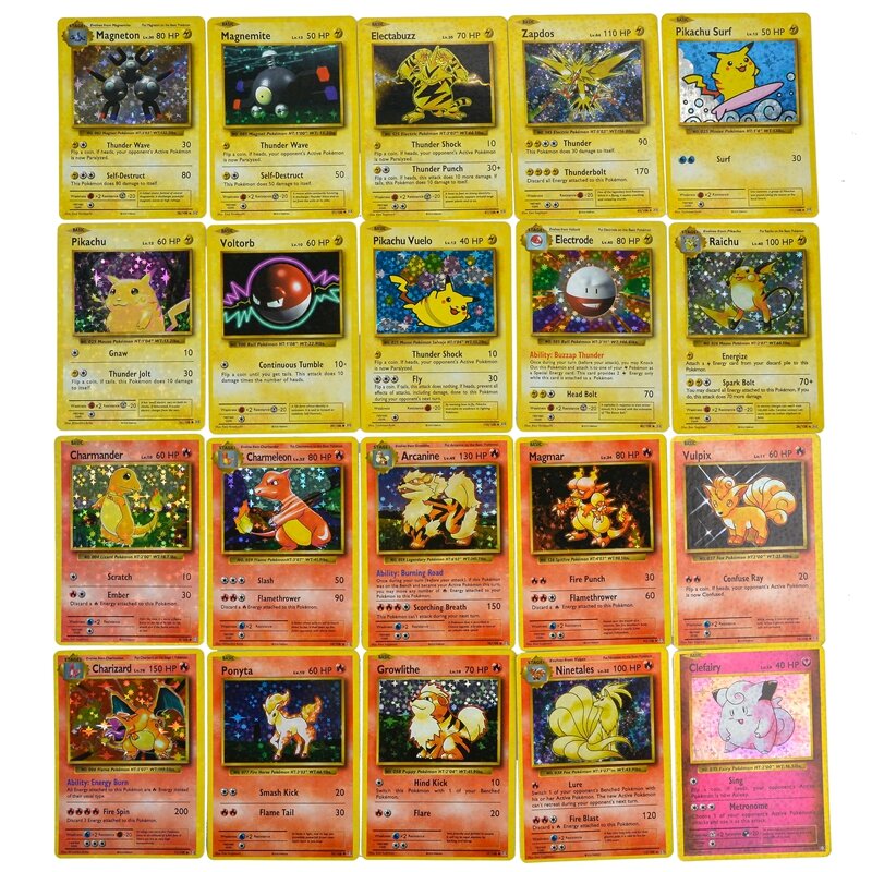 Rare 1996 Version Pokemon Cards Charizard Blastoise Venusaur Ninetales Mewtwo Zapdos Pokemon Flash Game Collection Cards