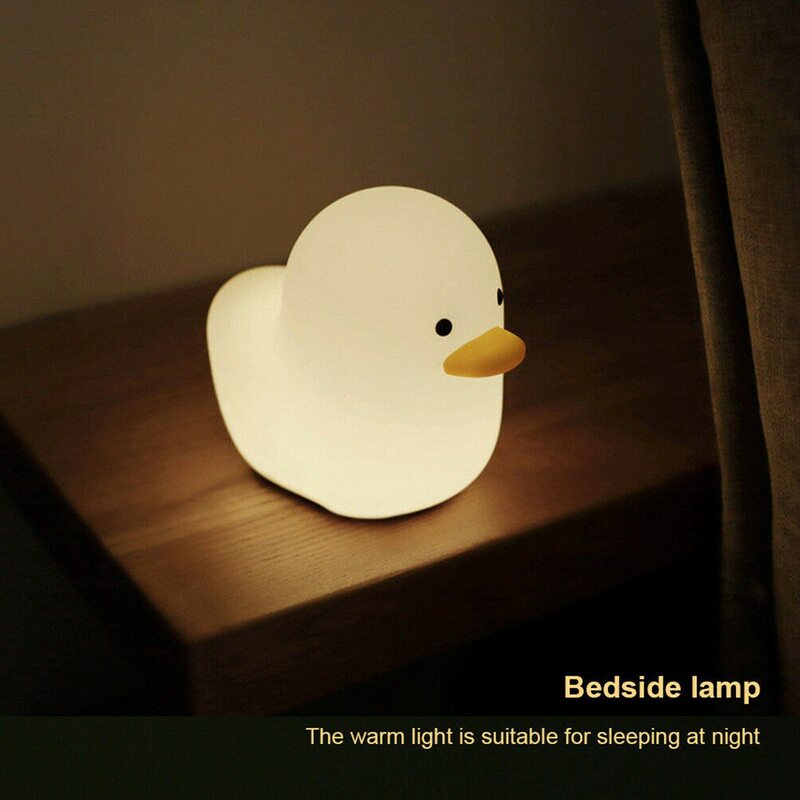 Usb alimentado led 5v pato criativo silicone luz da noite crianças lâmpada de mesa cabeceira quarto presente interior 1a fpr crianças fpr bebê branco