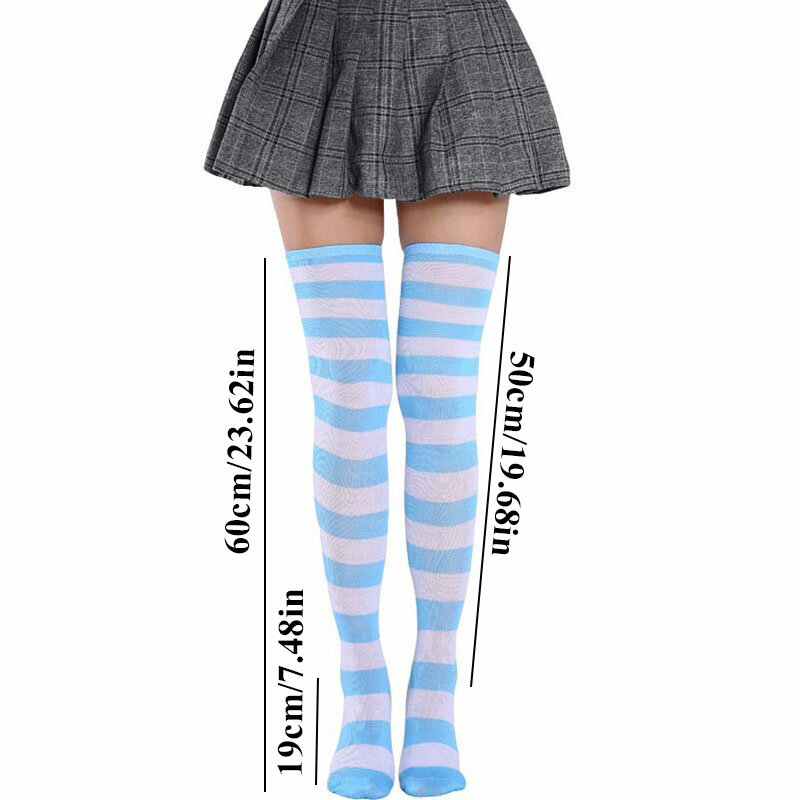 24 colors Women Girls Over Knee Long Striped Socks Thigh High Cotton Stockings Sweet Kawaii Knit Leg Warmers Overknee Socks