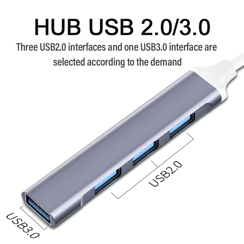 HUB USB tipo C 3,0 3,1, adaptador divisor múltiple de 4 puertos OTG para Lenovo, Xiaomi, Macbook Pro, superficie de ordenador portátil, Accesorios de ordenador