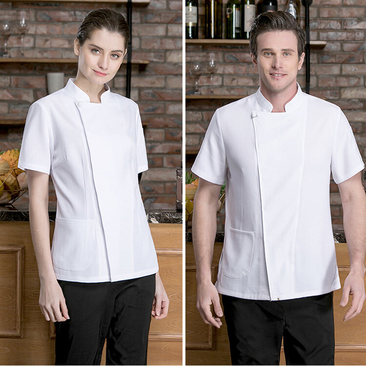 Uniforme do chef de verão manga curta respirável unisex chefe camisa das mulheres dos homens chef cozinheiro jaqueta cozinha sushi uniforme roupas por atacado