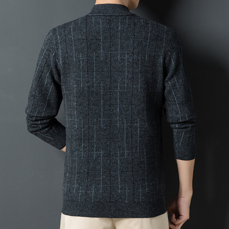 Suéter de punto de Cachemira para hombre, 100% de lana de Cuello medio alto, informal, cálido, otoño e invierno, novedad