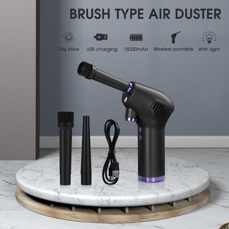 Draadloze Air Duster Usb Dust Blower Handheld Dust Collector Oplaadbare Grote Capaciteit Draagbare Voor Pc Laptop Auto Schoon Toetsenbord