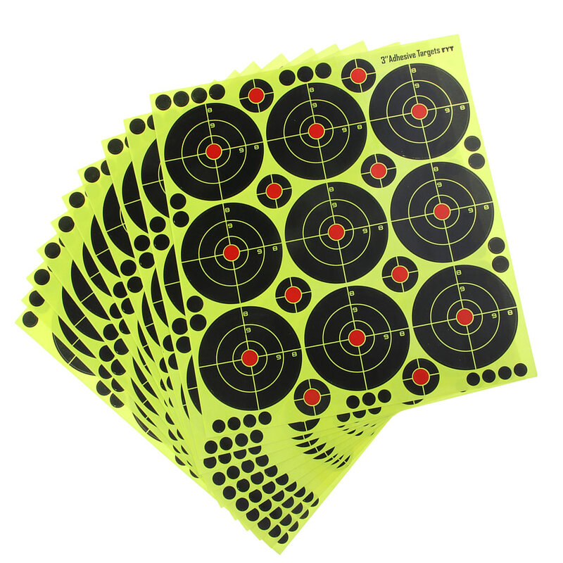 90 Buah Target Tembak Reaktif Splatter Target Kertas Neon, Dia.8 Cm untuk Berburu Panah Panahan Aksesori Latihan Menembak