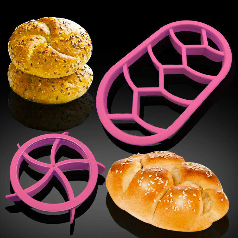 2pcs Bread Molds Plastic Dough Pastry Cutter Cookie Biscuit Press Mould Circular Oval Bread Molds Fan Shaped Pastry Cutter Dough