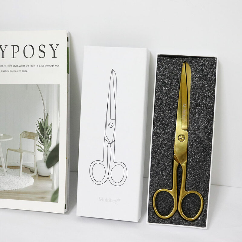 7inch Golden Silver Scissors Pen Holder Cutter Tailor Fabric Paper Cutting Tools Craft Shear Workplace Office Student Stationery