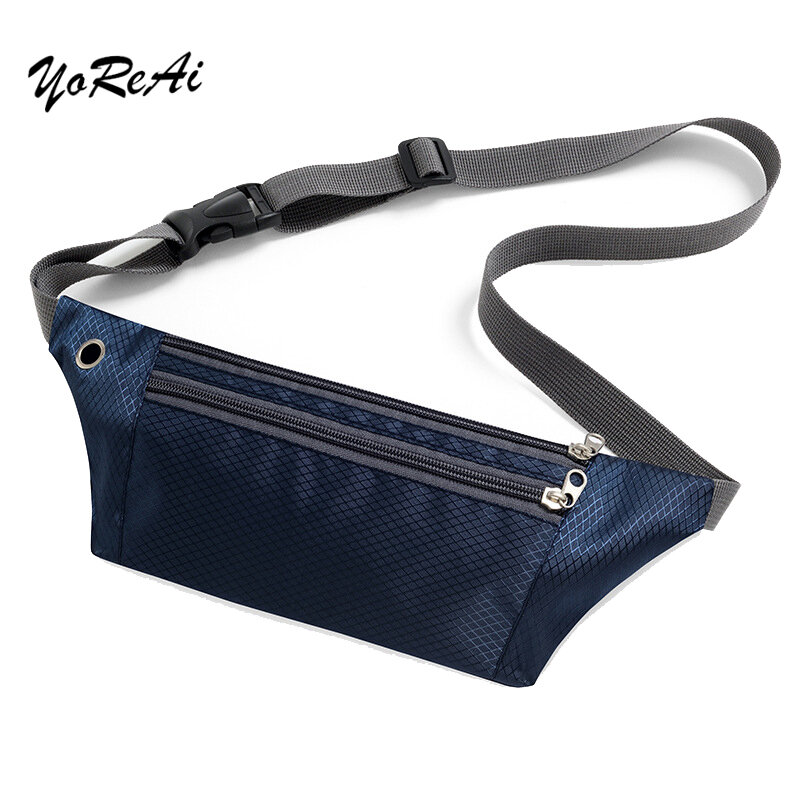 Yoreai-bolsa de cintura unissex, bolsa tipo pochete para viagem, usb, com buraco, para cintura, bolsa de ombro à prova d'água