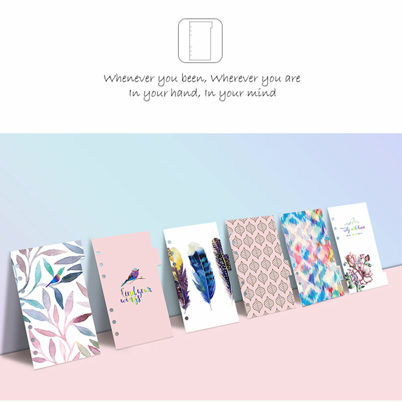 Divisor Kawaii Flying Bird serie de seis agujeros, página bonita, carpeta de cuaderno para estudiantes y oficina, divisor de seis agujeros de colores