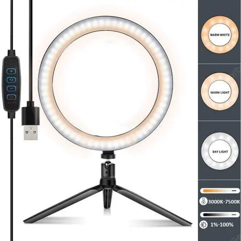 6.3/10inch ZDM LED Selfie Ring Light Photo Video Camera Phone Light Ringlight For Live YouTube Fill Light Dimmable LED Ring Lamp