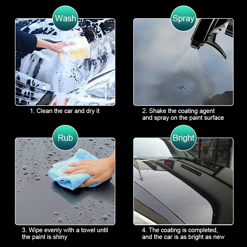 Venda quente qualidade repelente de carro cerâmica spray cera revestimento rápido nano vidro chapeado cristal líquido polimento anti-risco líquido