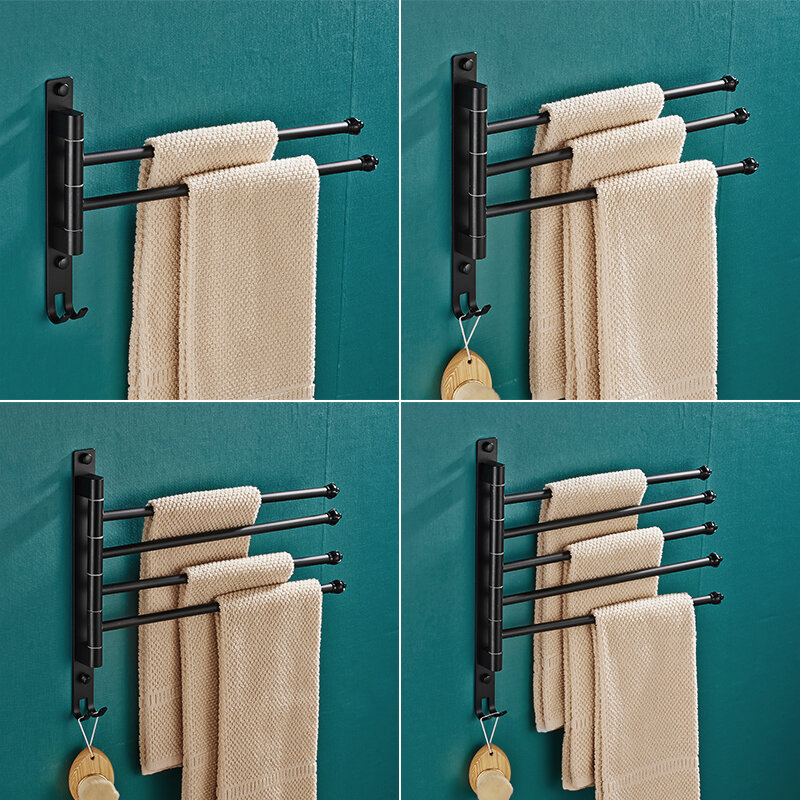 벽걸이 형 벽걸이 욕실 회전식 수건 홀더 2/3/4/5-바 주방 선반 수건 걸이, 욕실 액세서리, 펀치 없음