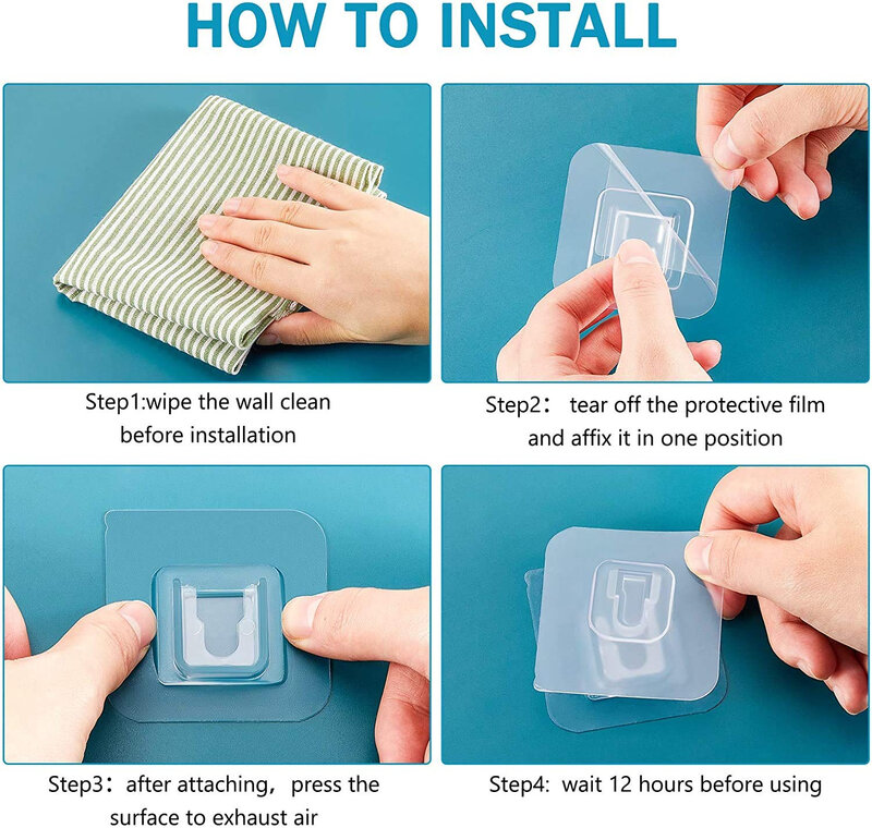 強力な透明壁のフック,キッチンとバスルームの収納アクセサリー,両面接着剤