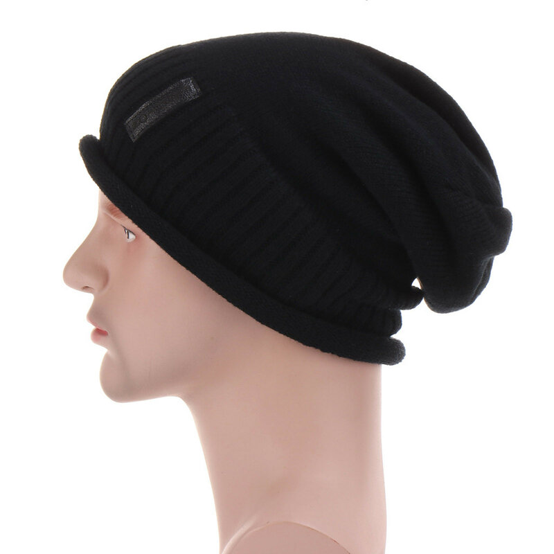 1 pçs chapéu casual beanies para homem mulher quente sólida malha lã hemming chapéu de inverno moda sólida hip-hop gorro unisex boné