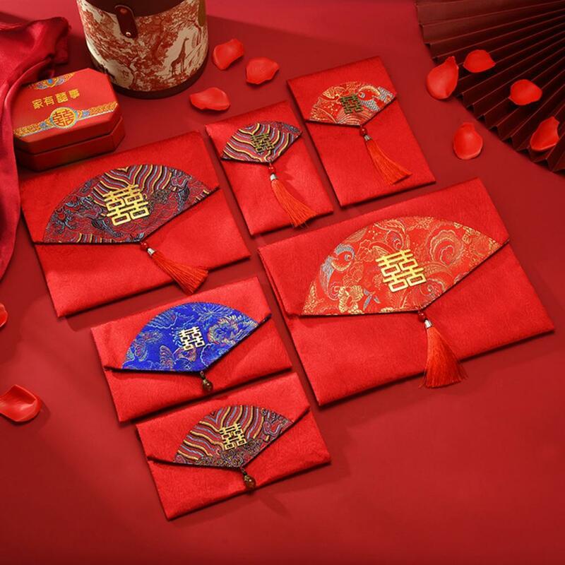 Hongbao – sac porte-monnaie en Satin rouge de bonne augure, pochette traditionnelle porte-bonheur Style chinois, sacs de bénédiction du nouvel an