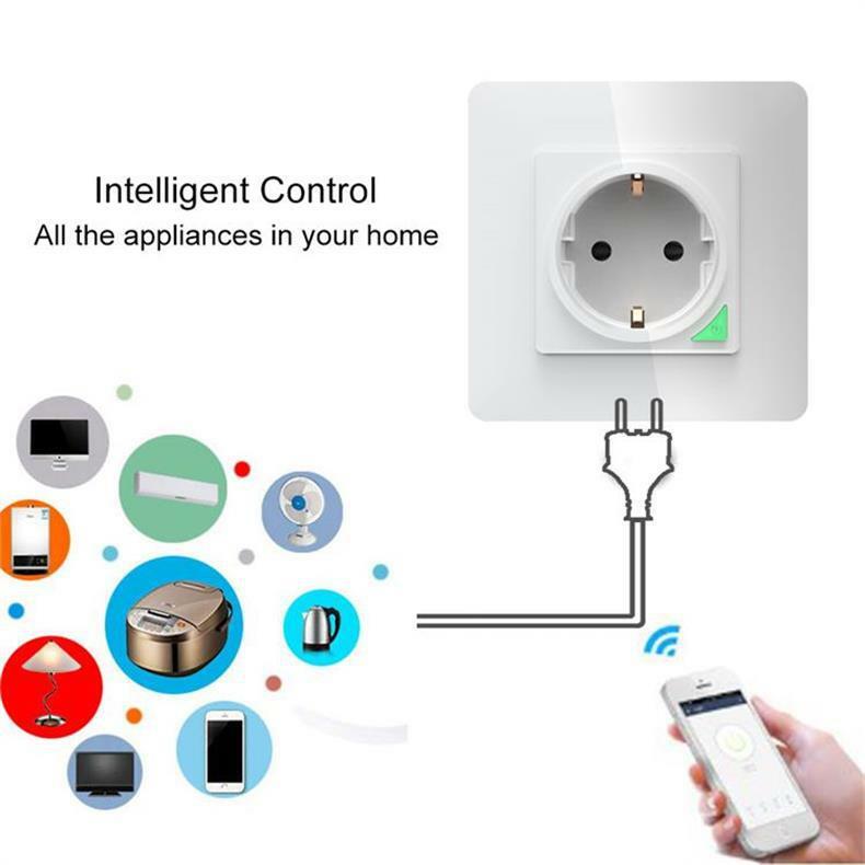Lonsonho Tuya Smart Wifi Button Switch Wall Socket EU Plug Wireless Remote Control Compatible Alexa Google Home