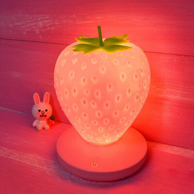 Creative home strawberry night light USB charging bedside decorative ambient light novelty LED silicone eye protection tablelamp