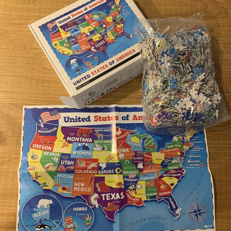 1000Pcs Verenigde Staten Wereldkaart Puzzel Dieren Wereld Papier Puzzels Volwassen Decompressie Games Kinderen Educatief Speelgoed